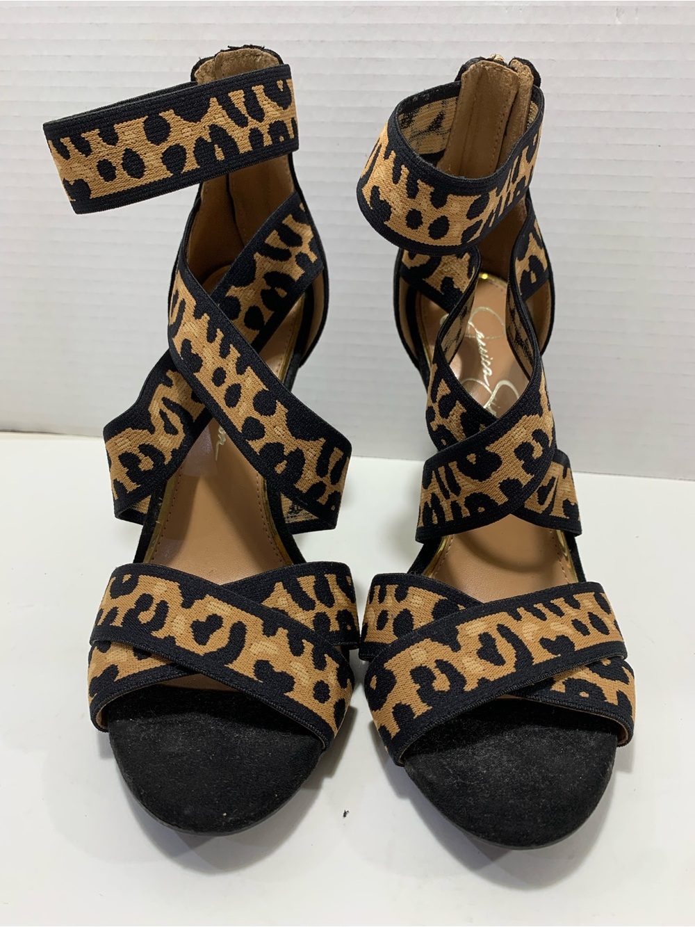 Jessica Simpson Leopard Print Strappy Heels in Tan and Black - Never Worn